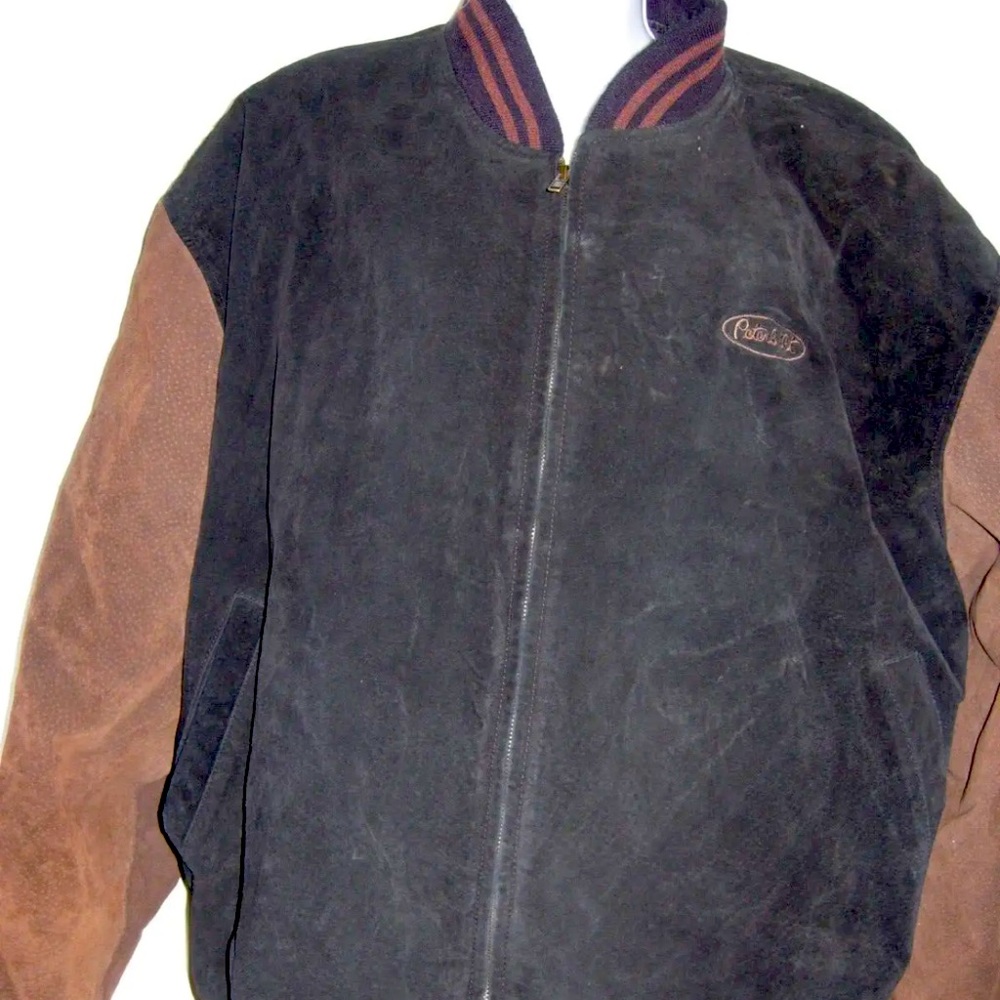 PETERBILT Turning Point Suede Leather Men's Black & Brown Size XXL Jacket